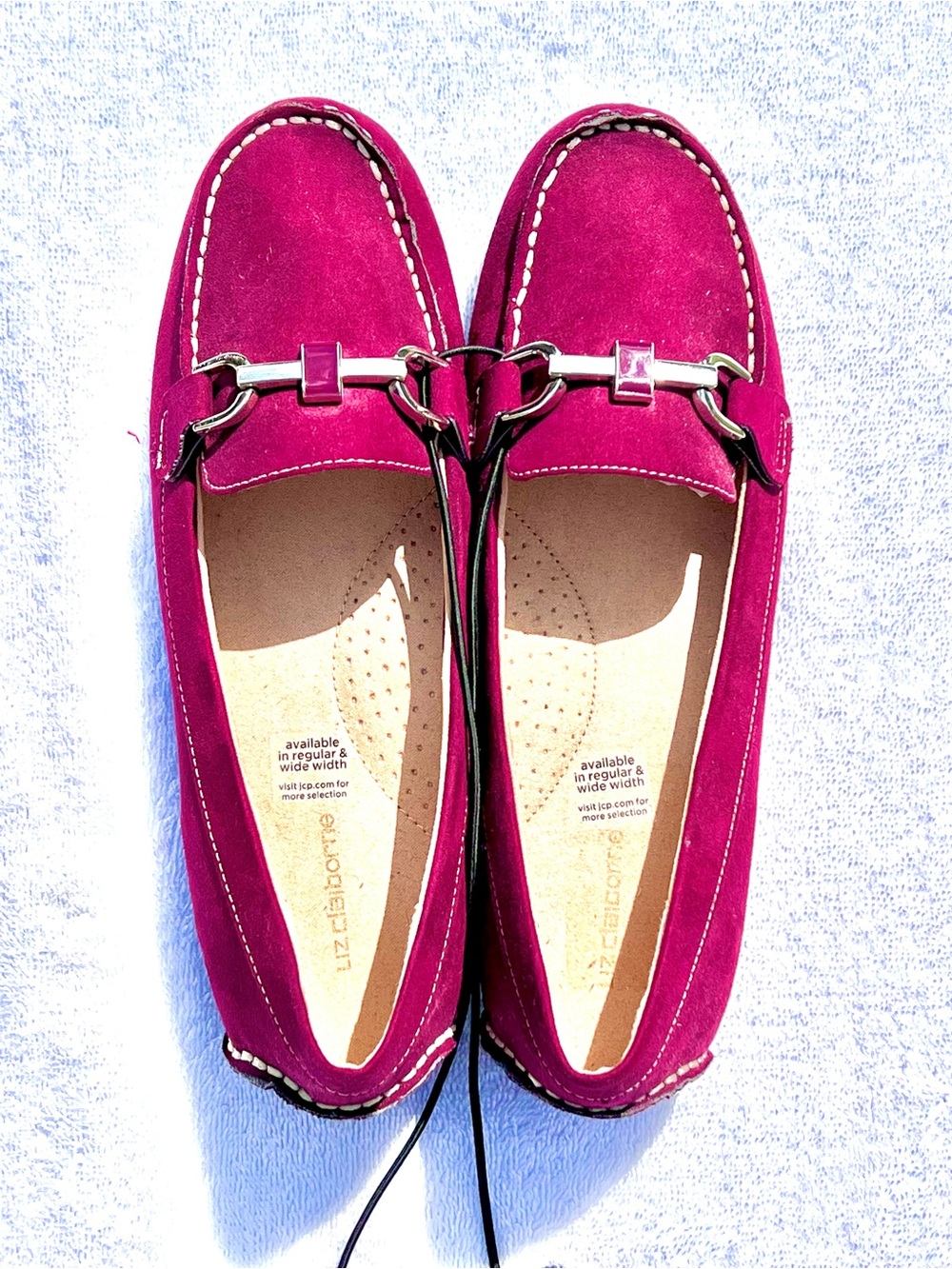 Liz Claiborne Women’s Magenta Suede Loafer Flats Hardware Accent US 7.5 Slip On